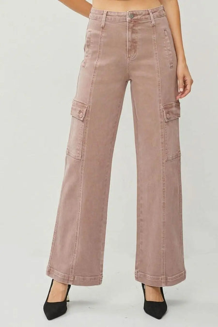 RISEN Full Size High Rise Wide Leg Cargo Jeans - Sleekdenim.com