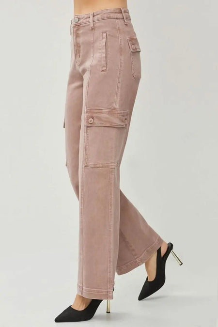 RISEN Full Size High Rise Wide Leg Cargo Jeans - Sleekdenim.com