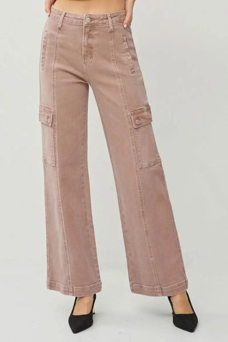 RISEN Full Size High Rise Wide Leg Cargo Jeans - Sleekdenim.com