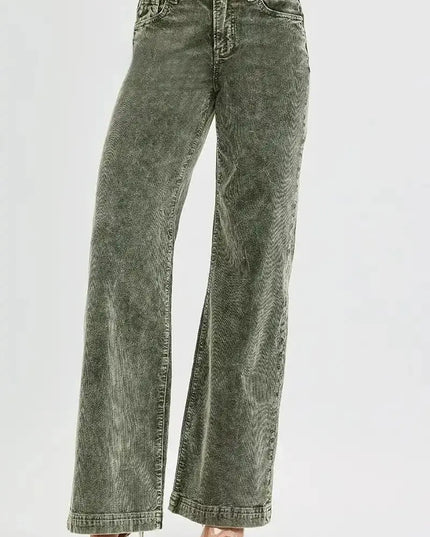 RISEN Full Size High Rise Wide Leg Corduroy Jeans Plus Size - Sleekdenim.com