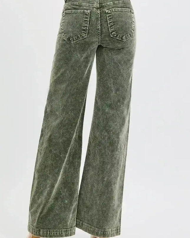 RISEN Full Size High Rise Wide Leg Corduroy Jeans Plus Size - Sleekdenim.com