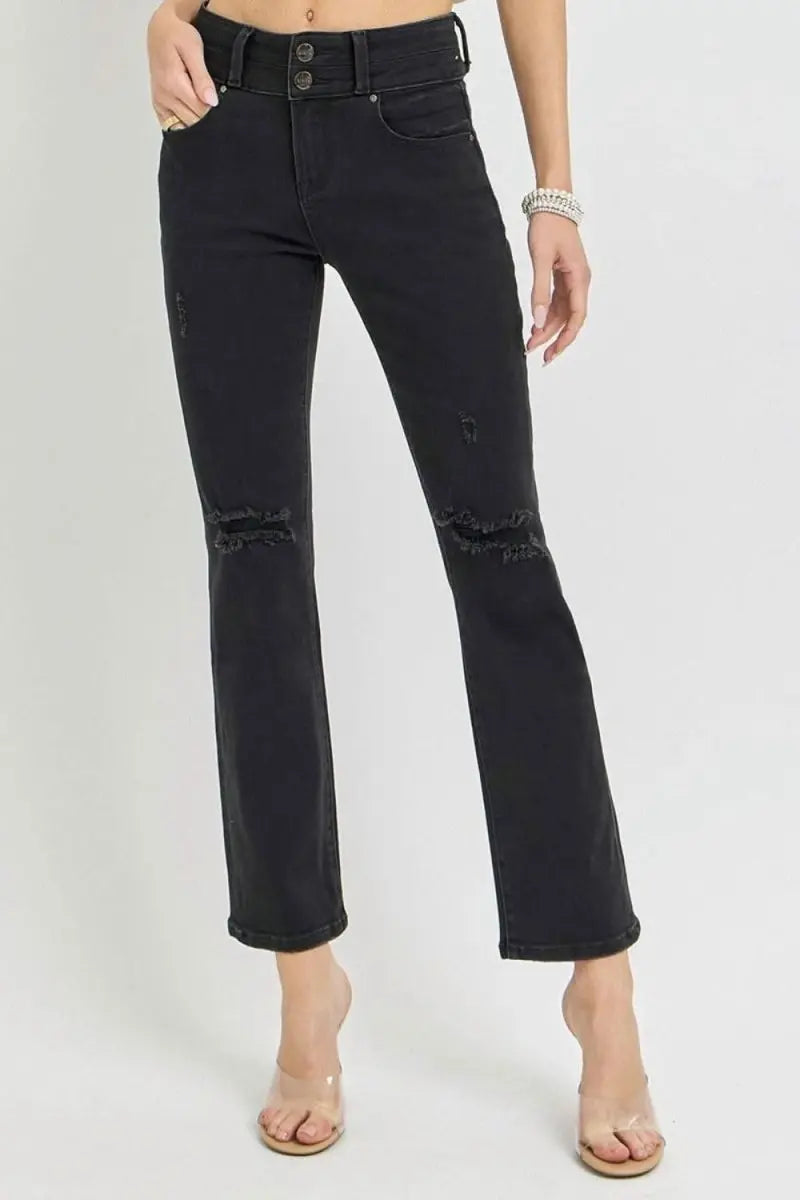 RISEN Full Size High Rise Wide Waistband Ankle Bootcut Jeans - Sleekdenim.com