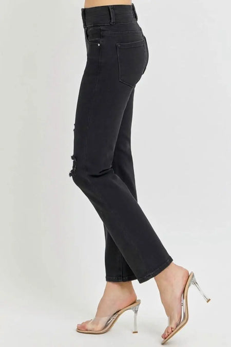 RISEN Full Size High Rise Wide Waistband Ankle Bootcut Jeans - Sleekdenim.com