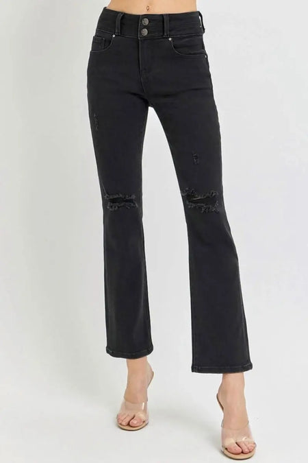 RISEN Full Size High Rise Wide Waistband Ankle Bootcut Jeans - Sleekdenim.com