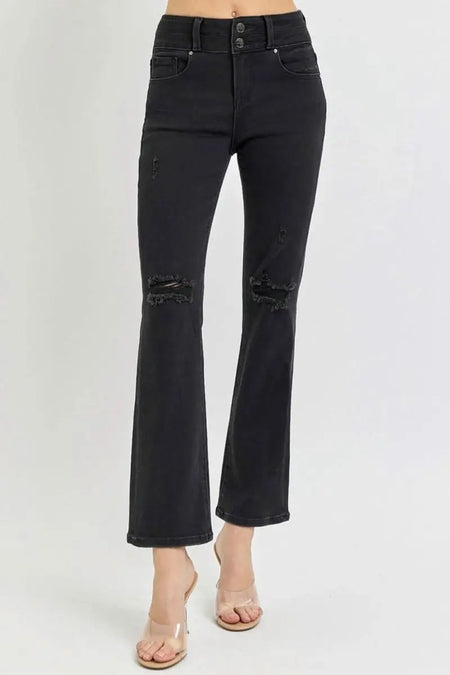 RISEN Full Size High Rise Wide Waistband Ankle Bootcut Jeans - Sleekdenim.com