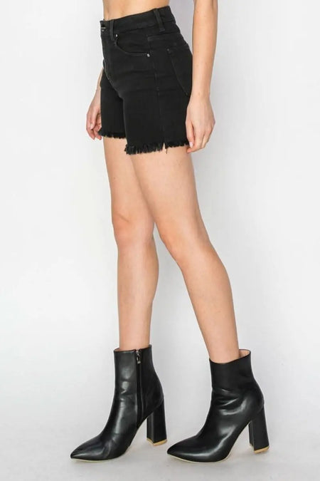 RISEN Full Size High Waist Raw Hem Denim Shorts - Sleekdenim.com