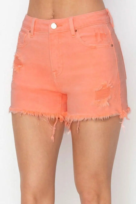 RISEN Full Size High Waist Ripped Denim Shorts - Sleekdenim.com