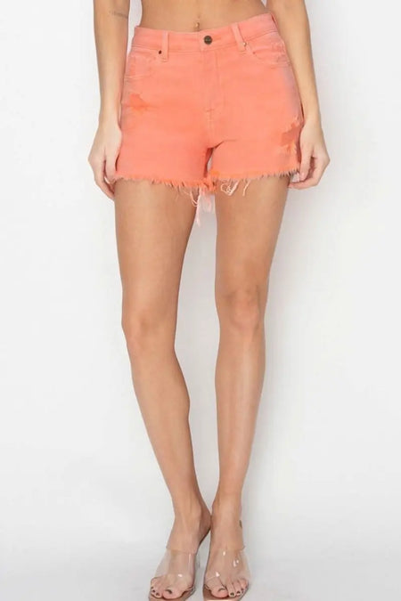 RISEN Full Size High Waist Ripped Denim Shorts - Sleekdenim.com