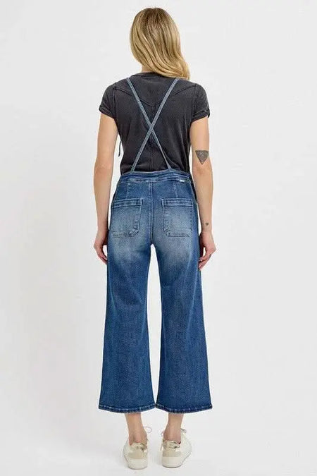 RISEN Full Size Knotted Strap Denim Overalls with Pockets Plus Size - Sleekdenim.com