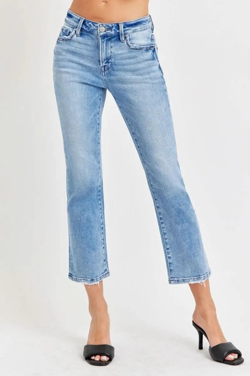 RISEN Full Size Low Rise Crop Slim Straight Jeans - Sleekdenim.com