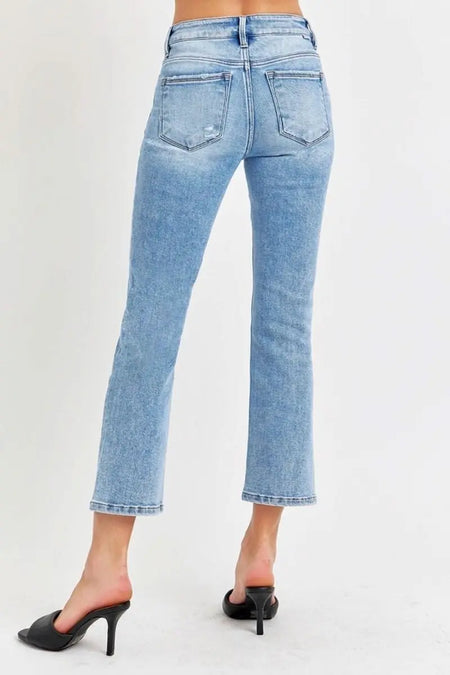 RISEN Full Size Low Rise Crop Slim Straight Jeans - Sleekdenim.com