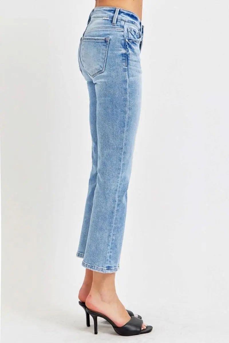 RISEN Full Size Low Rise Crop Slim Straight Jeans - Sleekdenim.com