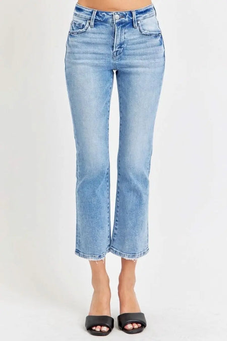 RISEN Full Size Low Rise Crop Slim Straight Jeans - Sleekdenim.com