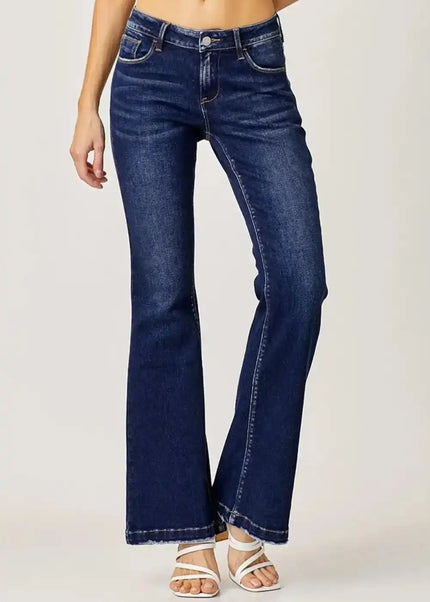 RISEN Full Size Low Rise Flare Jeans - Sleekdenim.com