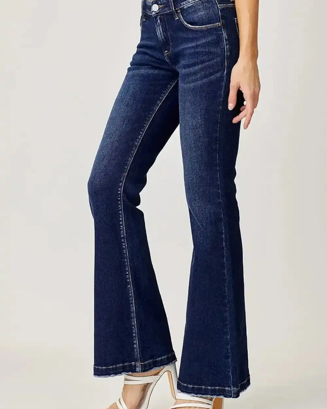 RISEN Full Size Low Rise Flare Jeans - Sleekdenim.com