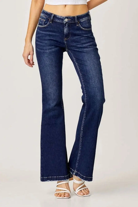 RISEN Full Size Low Rise Flare Jeans - Sleekdenim.com