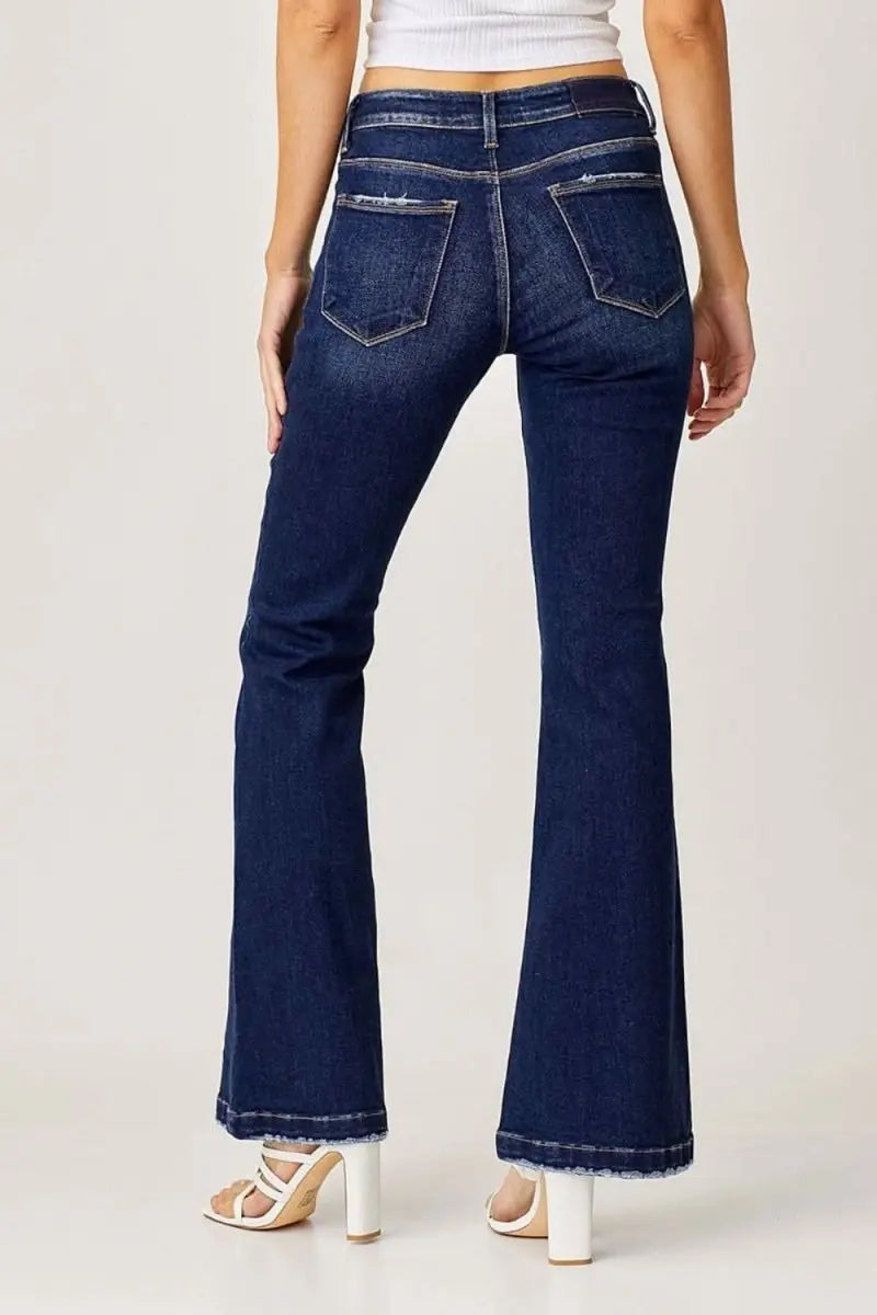 RISEN Full Size Low Rise Flare Jeans - Sleekdenim.com