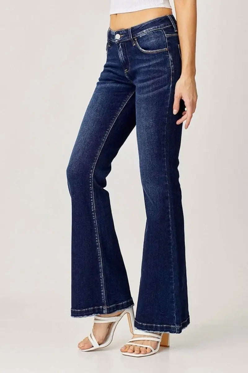 RISEN Full Size Low Rise Flare Jeans - Sleekdenim.com