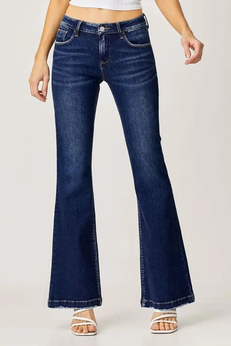 RISEN Full Size Low Rise Flare Jeans - Sleekdenim.com