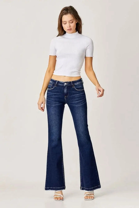 RISEN Full Size Low Rise Flare Jeans - Sleekdenim.com