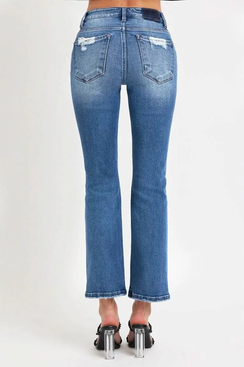 RISEN Full Size Mid Rise Ankle Straight Jeans with Pockets - Sleekdenim.com