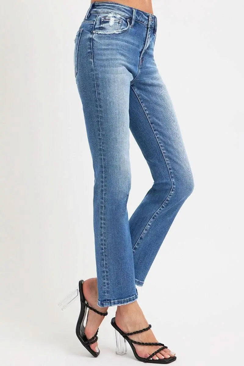 RISEN Full Size Mid Rise Ankle Straight Jeans with Pockets - Sleekdenim.com