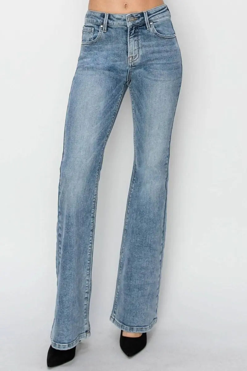 RISEN Full Size Mid Rise Bootcut Jeans - Sleekdenim.com