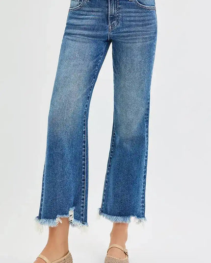 RISEN Full Size Mid Rise Crop Straight Jeans Plus Size - Sleekdenim.com