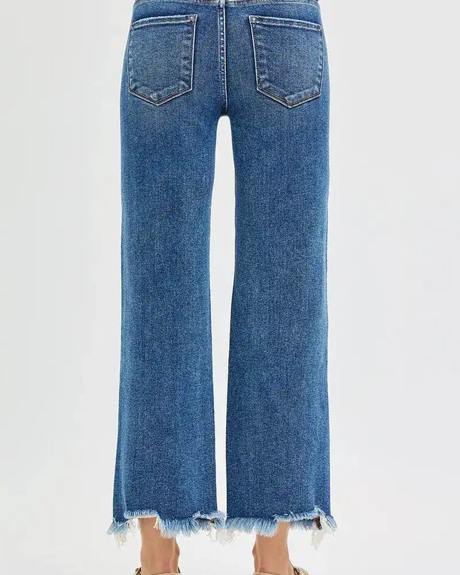 RISEN Full Size Mid Rise Crop Straight Jeans Plus Size - Sleekdenim.com