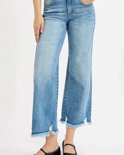 RISEN Full Size Mid Rise Crop Wide Leg Jeans Plus Size - Sleekdenim.com