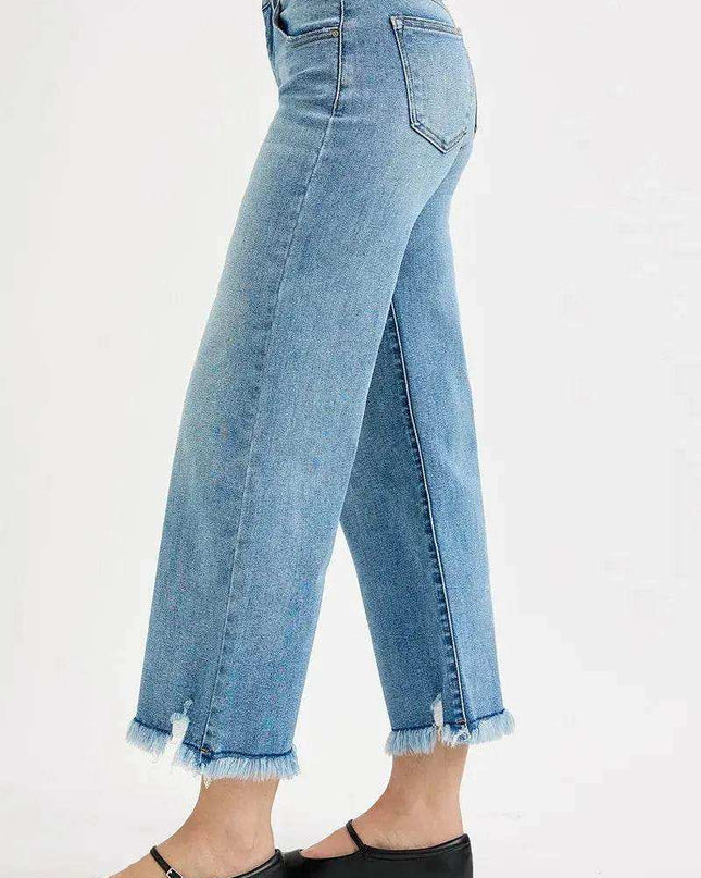 RISEN Full Size Mid Rise Crop Wide Leg Jeans Plus Size - Sleekdenim.com