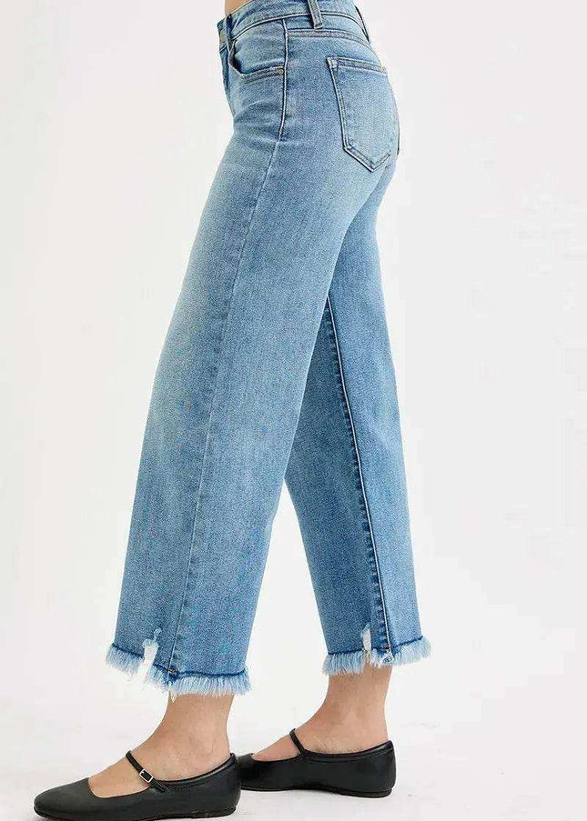 RISEN Full Size Mid Rise Crop Wide Leg Jeans Plus Size - Sleekdenim.com