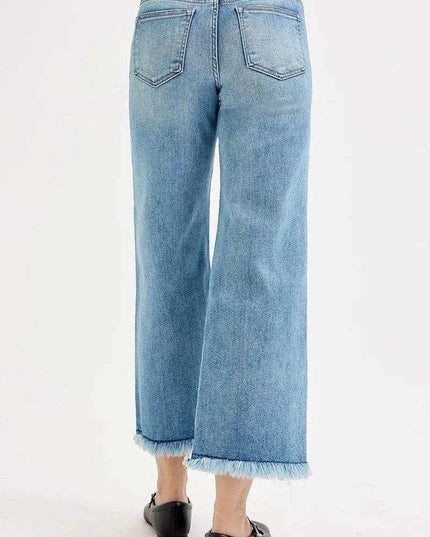 RISEN Full Size Mid Rise Crop Wide Leg Jeans Plus Size - Sleekdenim.com