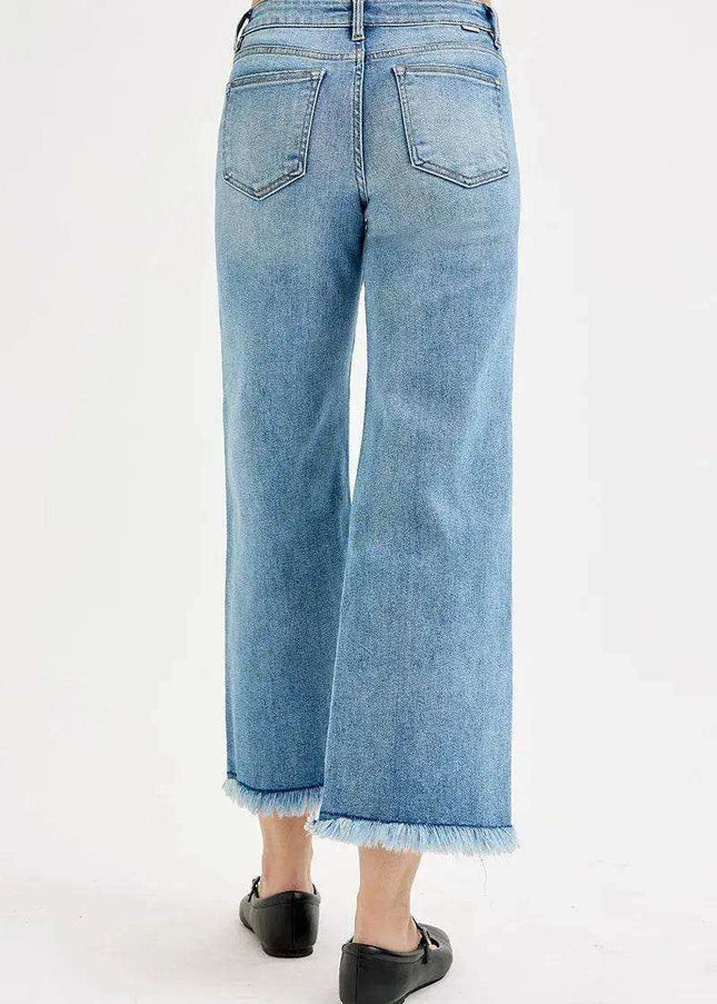 RISEN Full Size Mid Rise Crop Wide Leg Jeans Plus Size - Sleekdenim.com