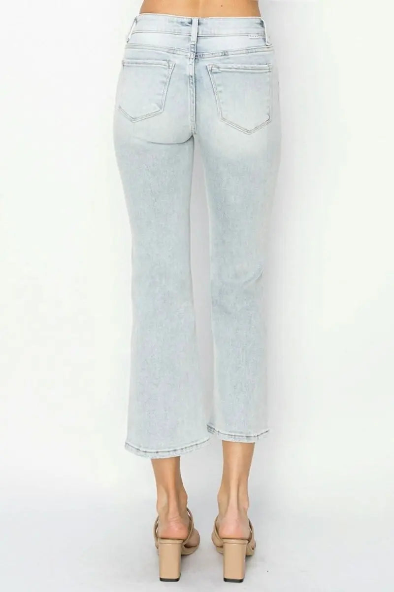 RISEN Full Size Mid Rise Cropped Flare Jeans - Sleekdenim.com