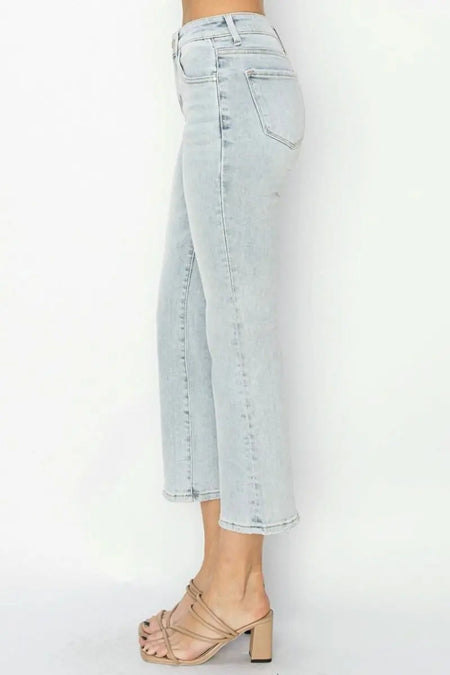 RISEN Full Size Mid Rise Cropped Flare Jeans - Sleekdenim.com