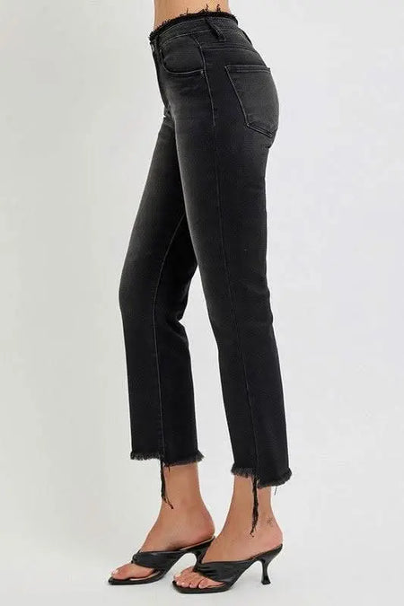 RISEN Full Size Raw Hem Cropped Flare Jeans Plus Size - Sleekdenim.com