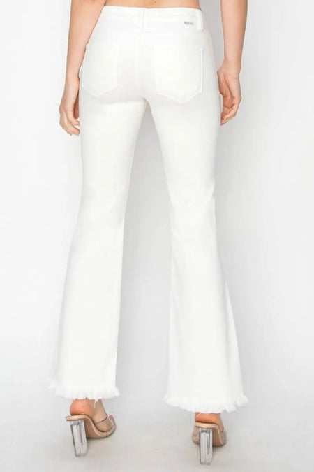 RISEN Full Size Tummy Control Crop Flare Step Hem Pants - Sleekdenim.com