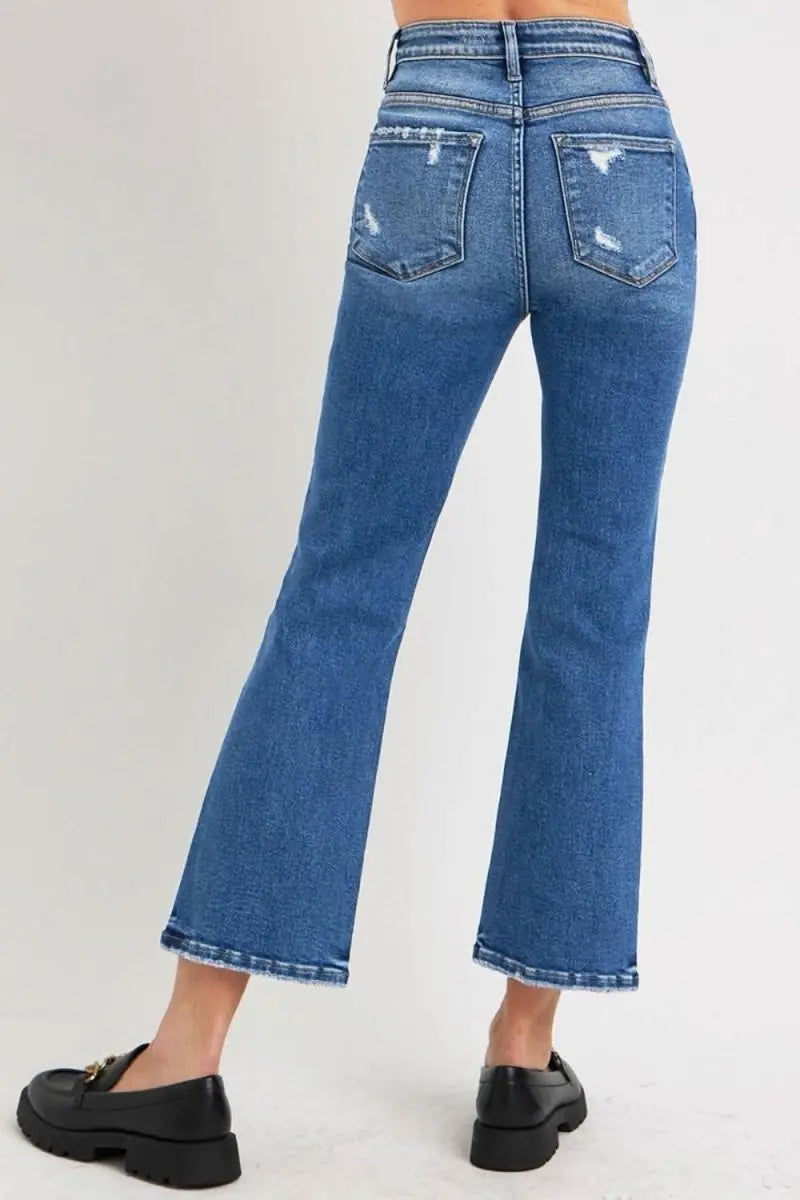 RISEN Full Size Tummy Control High Rise Crop Bootcut Jeans - Sleekdenim.com