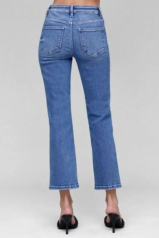 RISEN Full Size Tummy Control High Rise Crop Straight Jeans Plus Size - Sleekdenim.com