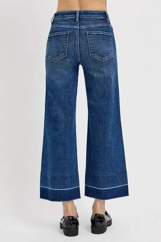 RISEN Full Size Tummy Control High Rise Crop Wide Hem Jeans Plus Size - Sleekdenim.com