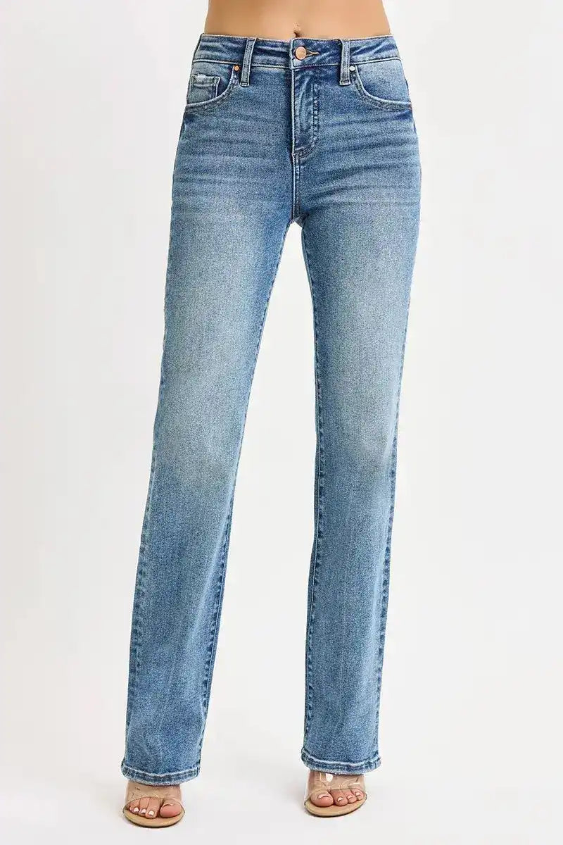 RISEN Full Size Tummy Control High Rise Straight Jeans Plus Size - Sleekdenim.com