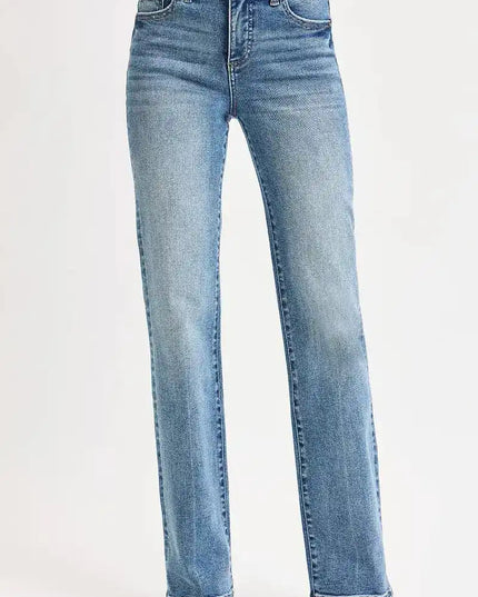 RISEN Full Size Tummy Control High Rise Straight Jeans Plus Size - Sleekdenim.com