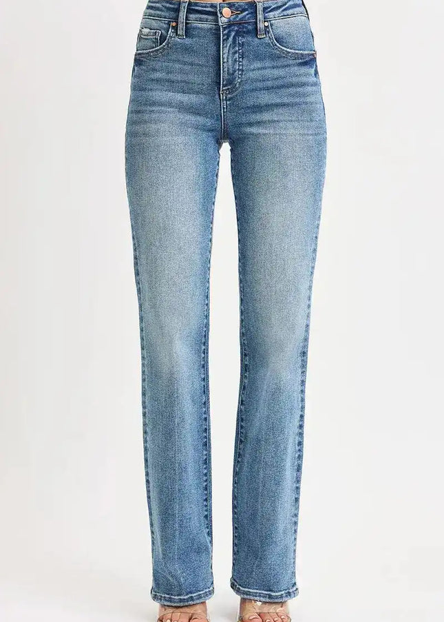 RISEN Full Size Tummy Control High Rise Straight Jeans Plus Size - Sleekdenim.com