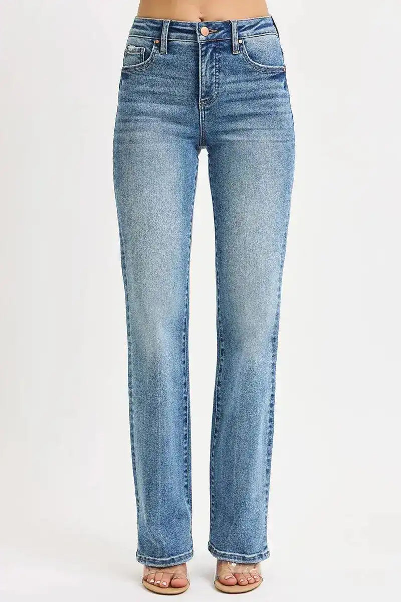 RISEN Full Size Tummy Control High Rise Straight Jeans Plus Size - Sleekdenim.com