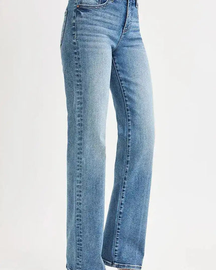 RISEN Full Size Tummy Control High Rise Straight Jeans Plus Size - Sleekdenim.com