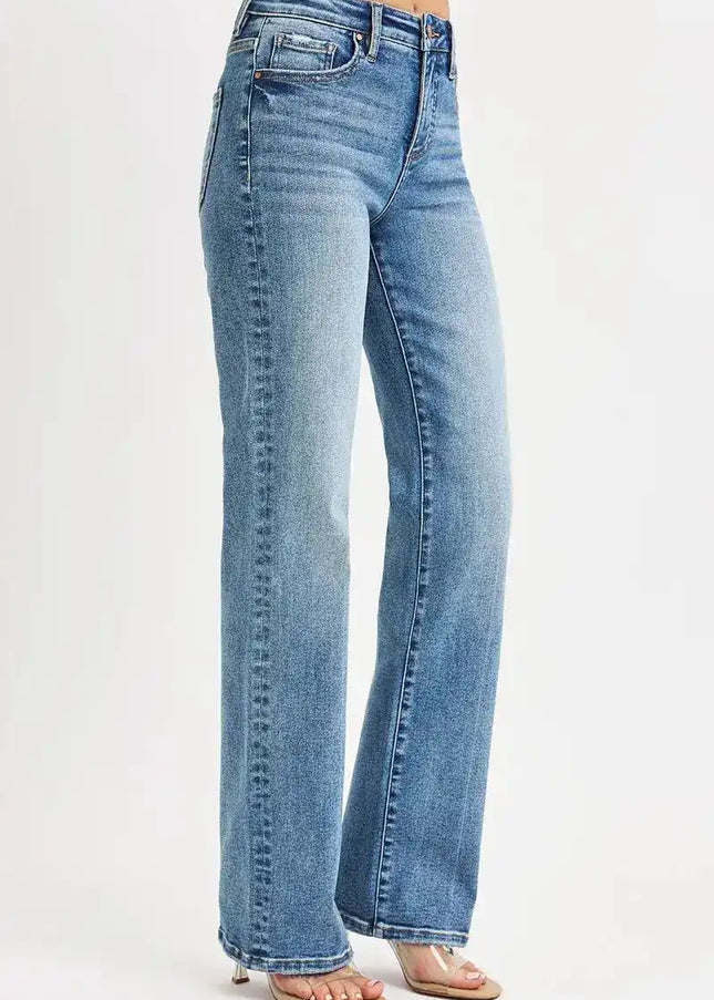 RISEN Full Size Tummy Control High Rise Straight Jeans Plus Size - Sleekdenim.com