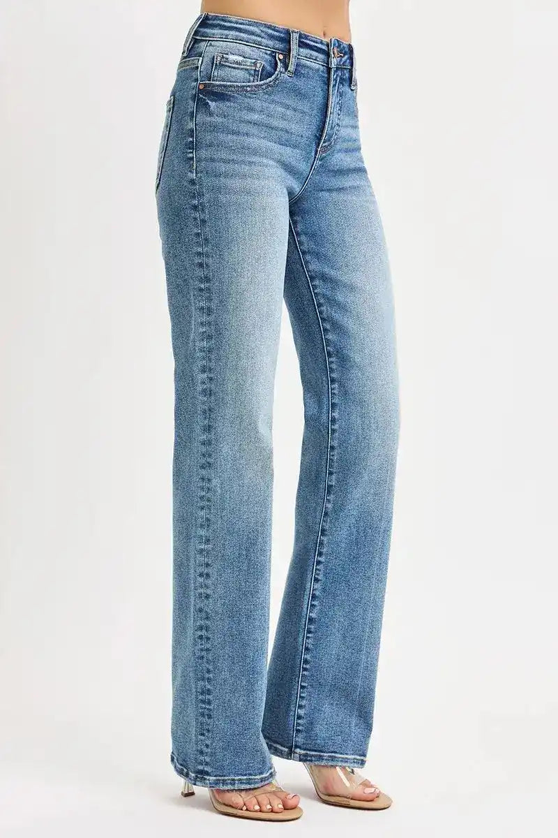 RISEN Full Size Tummy Control High Rise Straight Jeans Plus Size - Sleekdenim.com
