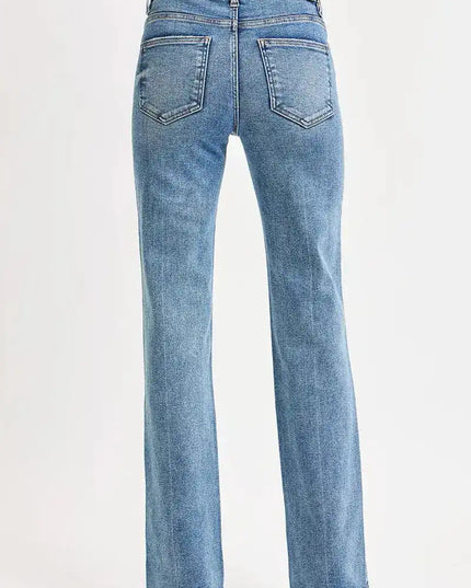 RISEN Full Size Tummy Control High Rise Straight Jeans Plus Size - Sleekdenim.com