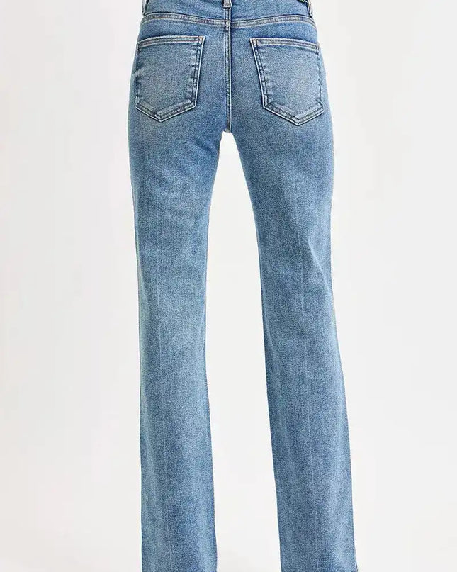 RISEN Full Size Tummy Control High Rise Straight Jeans Plus Size - Sleekdenim.com